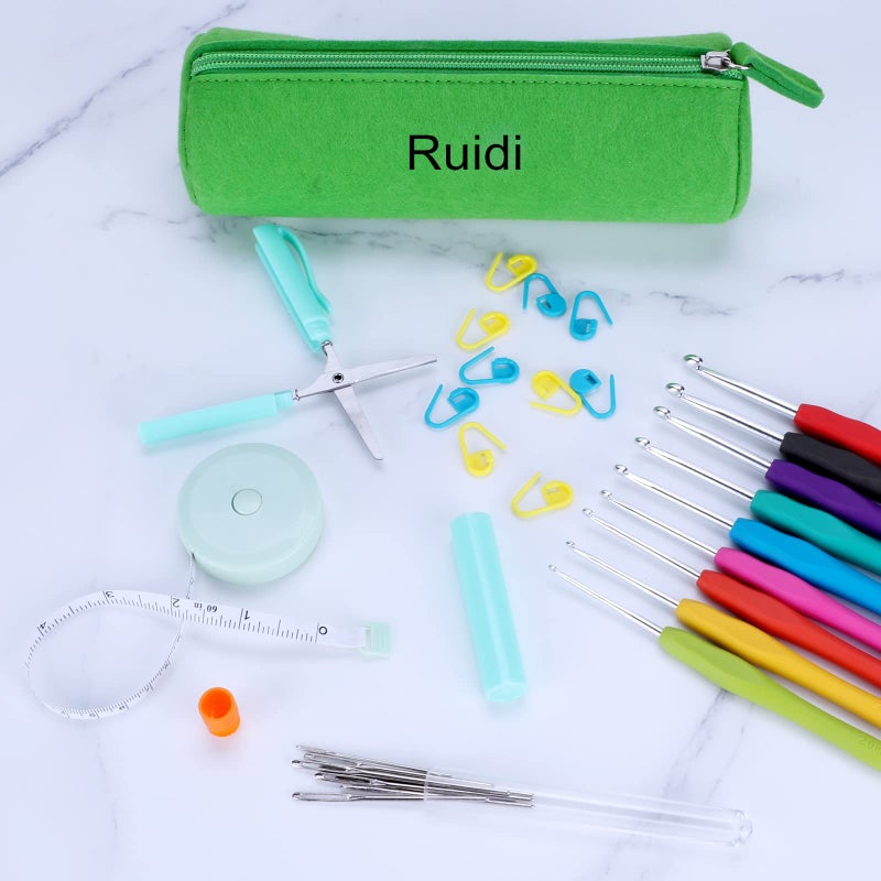 Ruidi 9 Types of Extended Ergonomic Crochet Hooks 2mm-6mm - Image 1